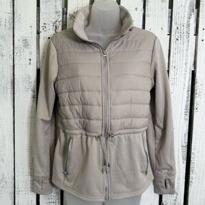 Avia Athletic Full Zip Quilt Top Jacket Size Small Beige‎ Cinch Waist Activewear